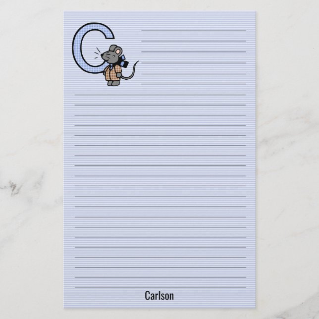 Blue Mouse Mit Monogramm "C" Lined Briefpapier (Vorderseite)