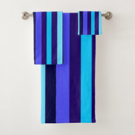 Blue Multi Tone Streifen Badhandtuch Set