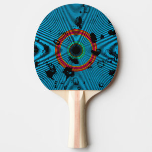 Blue Multicolor Vinyl Disk Texture Muster Tischtennis Schläger