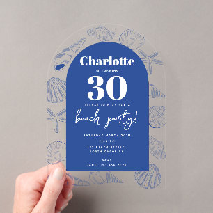 Blue Muscheln Beach Summer Birthday Party Arch Acryleinladungen