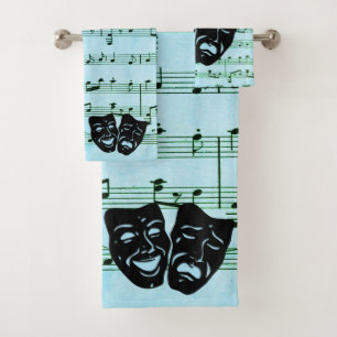 Blue Music Art Unites Theater Masken Badhandtuch Set