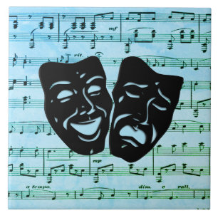 Blue Music Art Unites Theater Masken Fliese