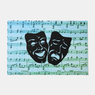 Blue Music Art vereint Theatermasken Fußmatte