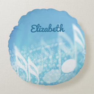 Blue Music Personalisiert Rundes Kissen