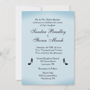 Blue Music Theme Wedding Einladung