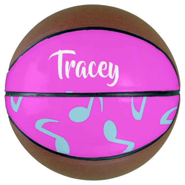Blue musical notes on pink basketball (Vorderseite)