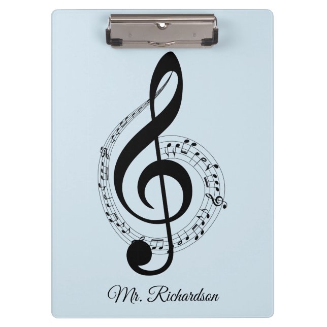 Blue Musiknotens Personalisiert Clipboard Klemmbrett (Vorderseite)