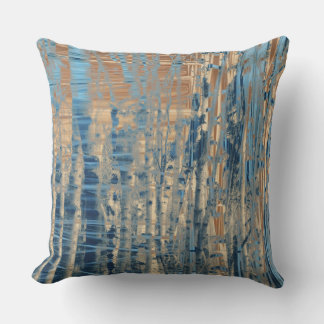 Blue Muted Orange Yellow Streaked Birch Trees Kissen