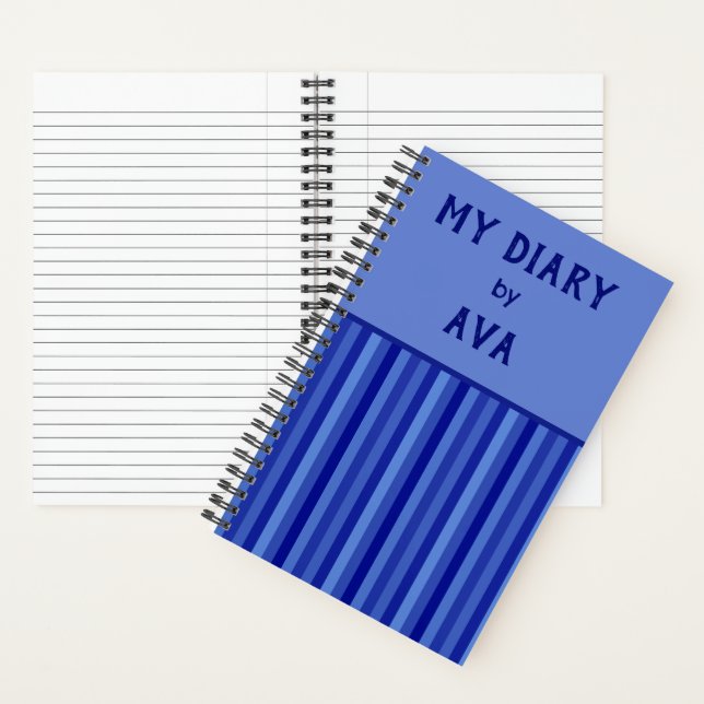 Blue My Diary by Me Striping Journal Notizbuch (Innen)