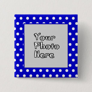 Blue n White Polka Dots Foto Rahmen Button