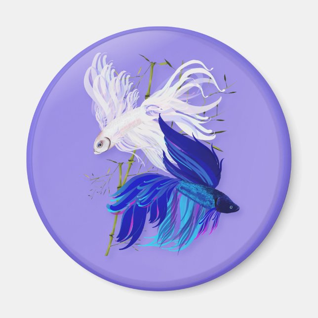Blue 'n' White Siamese Fish Magnete Magnet (Vorne)