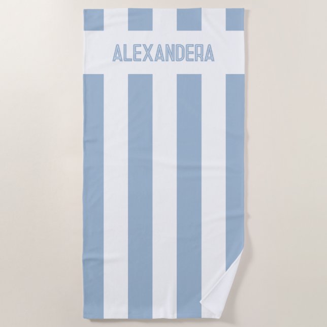 Blue Name Beach Bachelorette Bridesmaid Strandtuch (Vorderseite)
