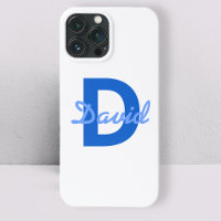 Blue Name & Monogram Aufkleber Keramik Ornament