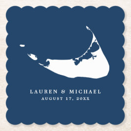 Blue Nantucket Island Karte Hochzeitsempfang Untersetzer