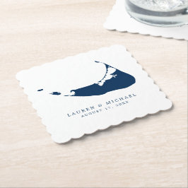 Blue Nantucket Island Karte Hochzeitsempfang Untersetzer