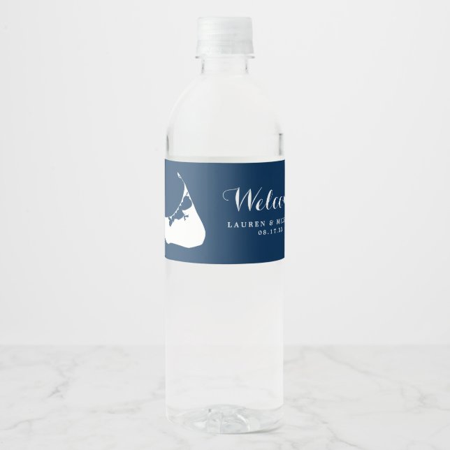 Blue Nantucket Island Map Wedding (Vorderseite)