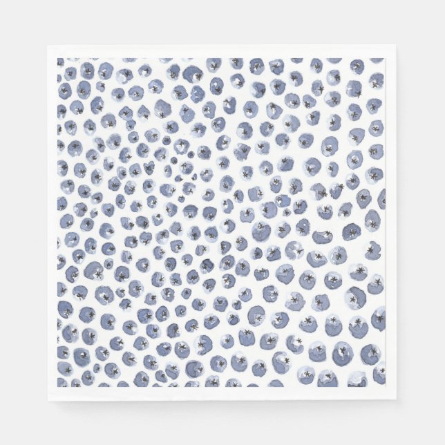 Blue Napkins Handgemalt Wasserfarbe Blueberry Serviette (Vorderseite)
