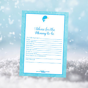 Blue Narwhal Advice für Mama-to-Baby Duschgame Einladung