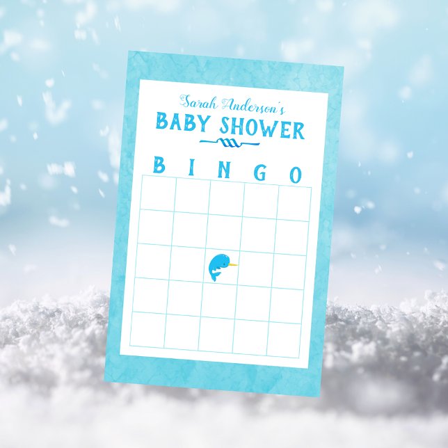 Blue Narwhal Baby Dusche Bingo Spiel (Von Creator hochgeladen)