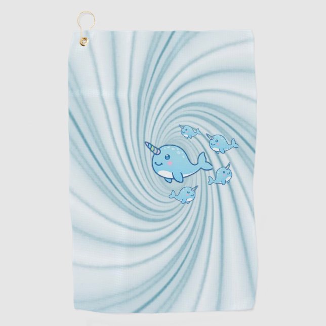 Blue Narwhal Golf Towel Golfhandtuch (Vorderseite)