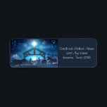 Blue Nativity Religious Christmas Rücksendeadresse<br><div class="desc">Diese wunderschönen Rücksendeadressen-Aufkleber sind das perfekte Kompliment für Ihre Einladungen!</div>