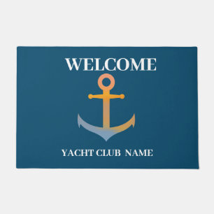 Blue Nautic Anchor Yacht Club Marina welcom Fußmatte