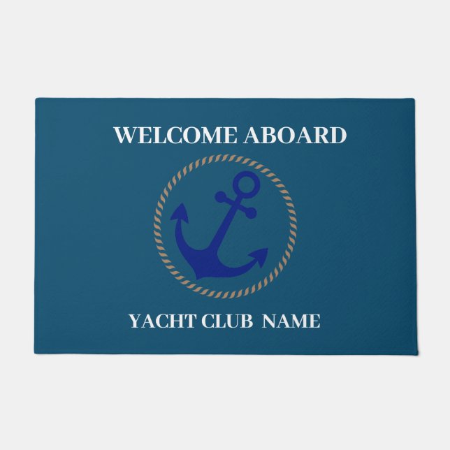 Blue Nautic Anchor Yacht Club Marina welcom Fußmatte (Vorderseite)