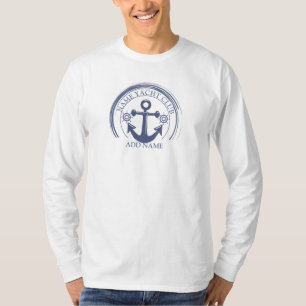 Blue Nautic Anchor Yacht Club Name T-Shirt