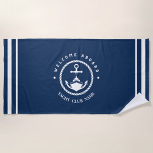 Blue Nautic Anchor Yacht Club Yacht Marina Strandtuch
