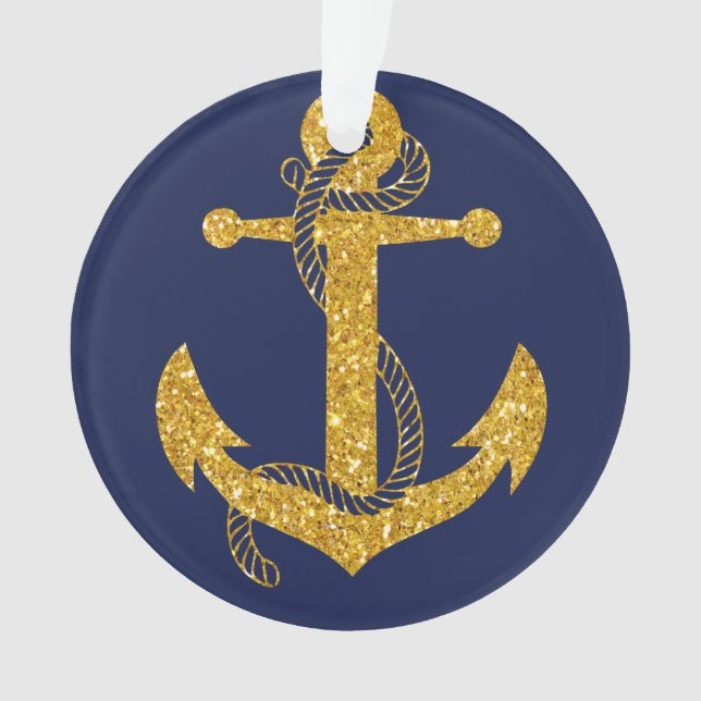 Blue Nautic Christmas Ornament Circle Anchor (Vorderseite)