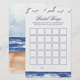 Blue Nautic Coastal Sea Bridal Bingo Game Card