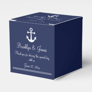 Blue Nautic Gastgeschenk Hochzeit Box White Anchor Geschenkschachtel