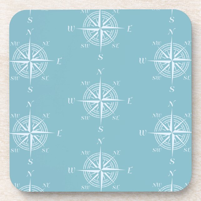 Blue Nautic Sailing Compass Getränkeuntersetzer (Vorderseite)