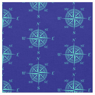 Blue Nautic Sailing Compass Stoff
