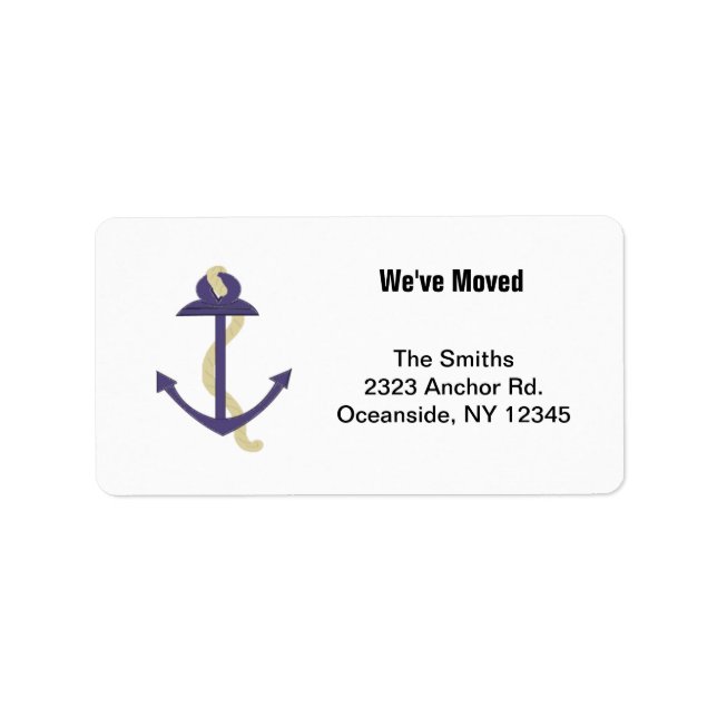 Blue Nautical Anchor Adressaufkleber (Vorne)