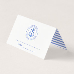 Blue Nautical Anchor   Hochzeitstisch / Platzkarte Visitenkarten