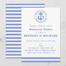 Blue Nautical Anchor Probe Dinner Einladung