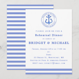 Blue Nautical Anchor Probe Dinner Einladung