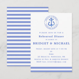 Blue Nautical Anchor Probe Dinner Einladung