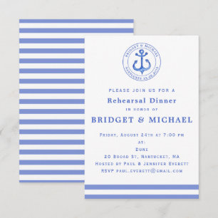 Blue Nautical Anchor Probe Dinner Einladung