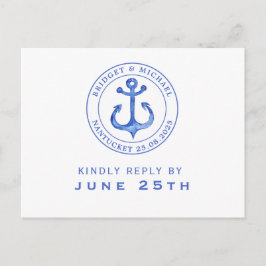 Blue Nautical Anchor | UAWG Hochzeit Einladungspostkarte