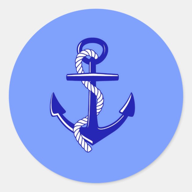 Blue Nautical Anchor Umschlag Aufkleber (Vorderseite)