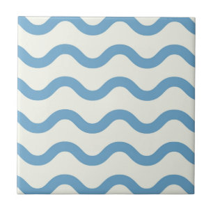Blue Nautical Groovy Wavy Stripe Moderner Minimali Fliese