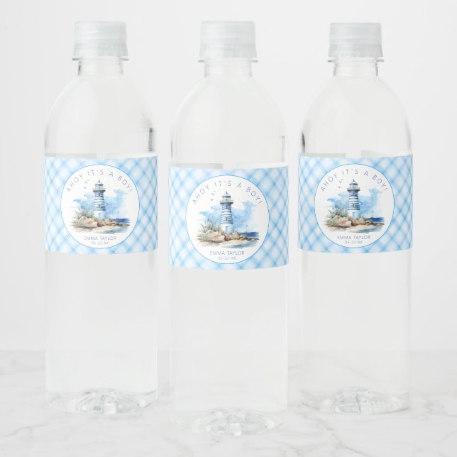 Blue Nautical Lighthouse Baby Dusche (Flaschen)