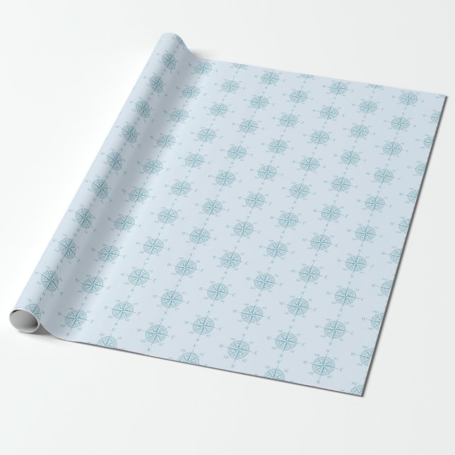 Blue Nautical Sailing Compass Geschenkpapier (Ungerollt)