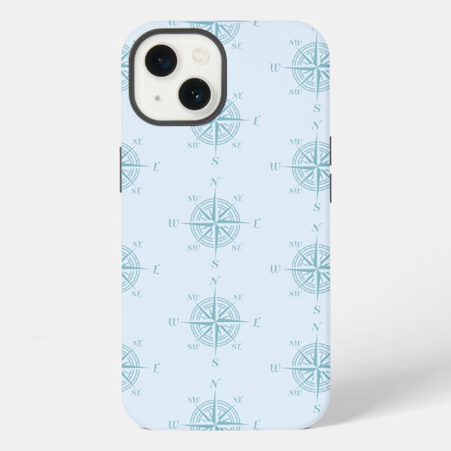 Blue Nautical Sailing Compass iPhone Hülle (Rückseite)