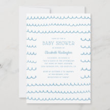 Blue Nautical Waves Baby Dusche | Moderne Küste