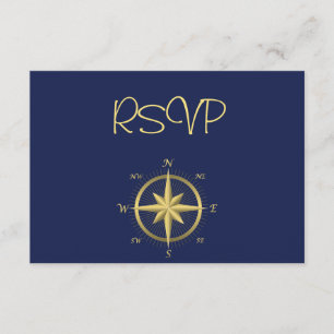 Blue Nautical Wedding RSVP Cards Karte