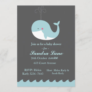 Blue Nautical Whale Baby Dusche Einladung