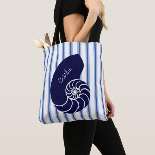 Blue Nautilus Muschel Custom Totbeutel Tasche